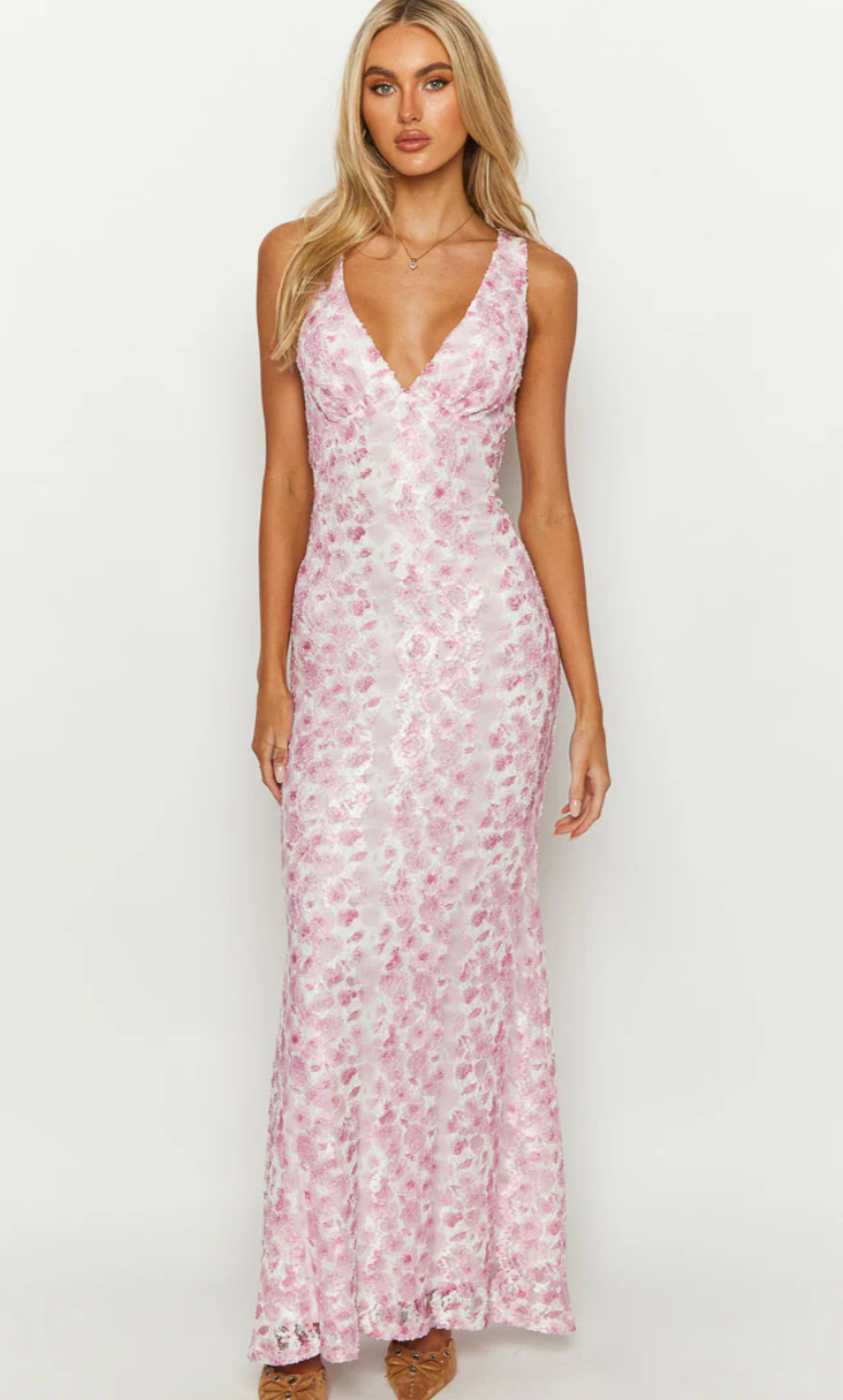 Farida Pink Lace Maxi